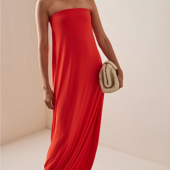 New with tags - designer TOVE Red Strapless Sundress Cocktail - Picture 1 of 4